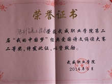 第二屆“我的中國夢(mèng)”經(jīng)典愛國詩文誦讀大賽-二等獎(jiǎng)